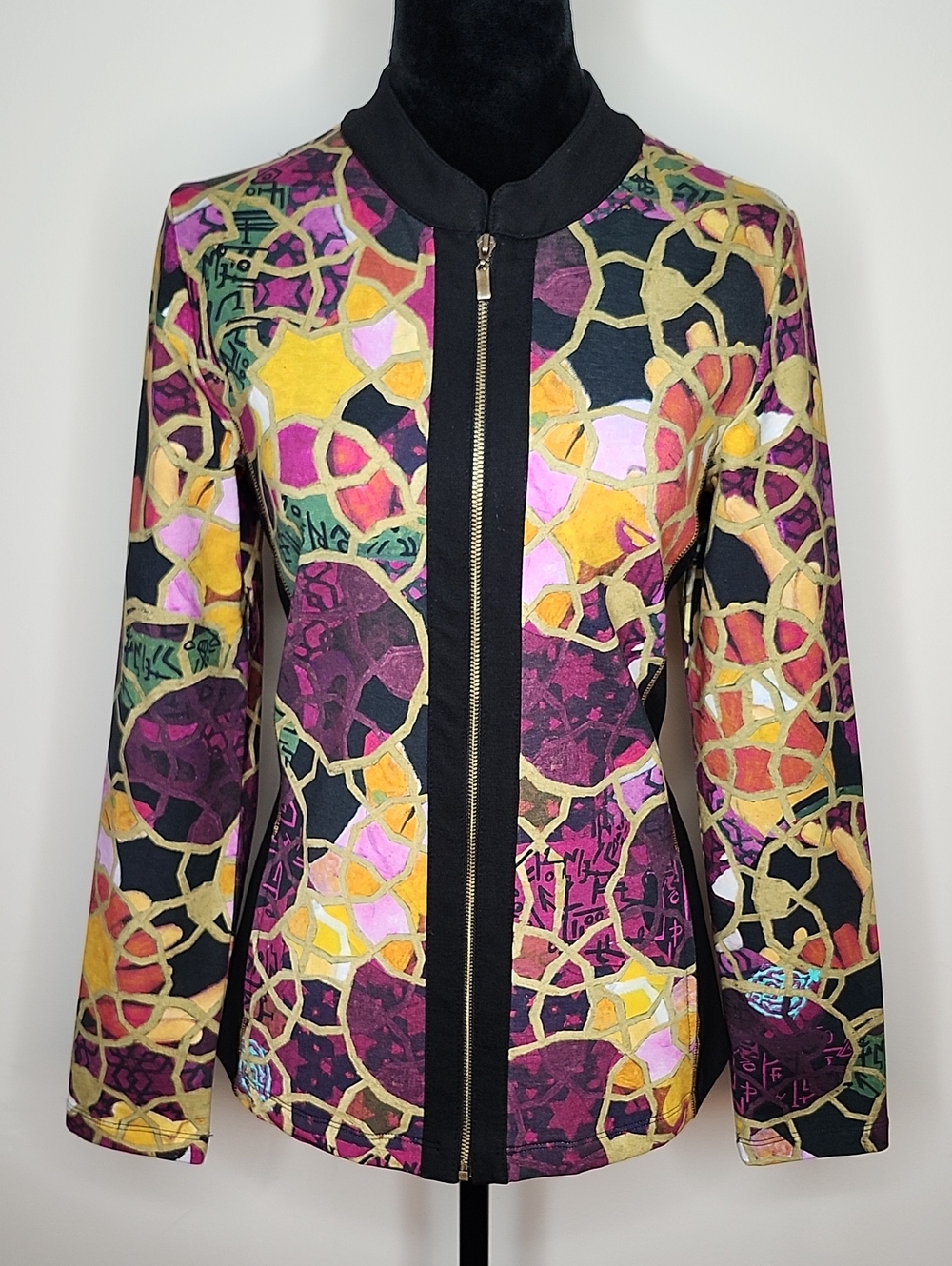 Dolcezza Blessing with Rings Art Print Zip-Front Cardigan Jacket Small